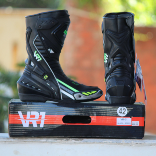 VR1 B01 Riding Boots Black Neon Green - Image 8