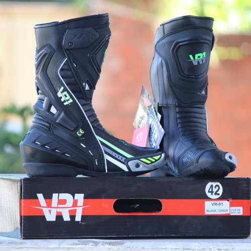 VR1 B01 Riding Boots Black Neon Green - Image 10