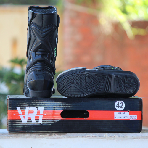 VR1 B01 Riding Boots Black Neon Green - Image 12