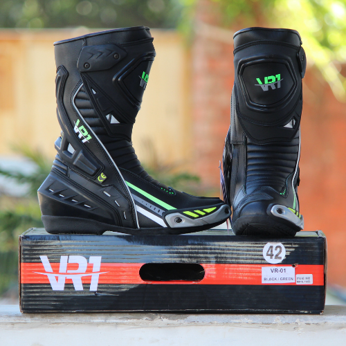 VR1 B01 Riding Boots Black Neon Green - Image 13