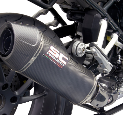 SC PROJECT EXHAUST FORBMW R 1250 R (2021 – 2023) – RS – EURO 5 X-Plorer II Carbon Fiber Muffler with Carbon fiber end cap