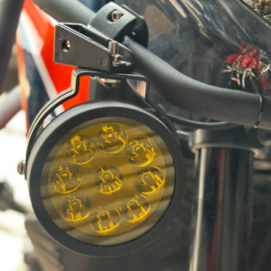 HJG 9 LED Round White Fog Light With Yellow Cap (90W) With Wiring Kit Harness And Switch Spot Driving Lamp Universal for Car, Bike and Motorcycle (set of 2) - PREMIUM