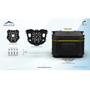Carbon Racing AdvenTOUR EXPLORER Top Box – 46 Liters (EXP46) + With Universal Mounting Kit (UTRK01) – Black Yellow