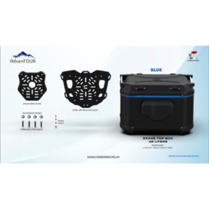 Carbon Racing AdvenTOUR EXPLORER Top Box – 46 Liters (EXP46) + With Universal Mounting Kit (UTRK01) – Black Blue