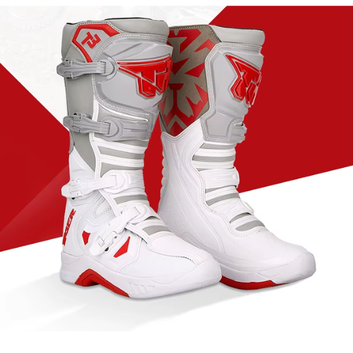 TIGER TR T3 Motorcycle Riding Boots Grey Red White – Racing & Motocross Boots