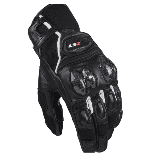 LS2 SPARK II LEATHER GLOVES BLACK WHITE