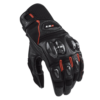 LS2 Spark II Leather Motorcycle Gloves Black Red with Carbon Knuckle Protection