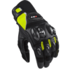 LS2 Spark II leather motorcycle gloves black high visibility yellow with carbon knuckle protection