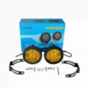 HJG 9 LED Round White Fog Light With Yellow Cap (90W) With Wiring Kit Harness And Switch Spot Driving Lamp Universal for Car, Bike and Motorcycle (set of 2) - PREMIUM