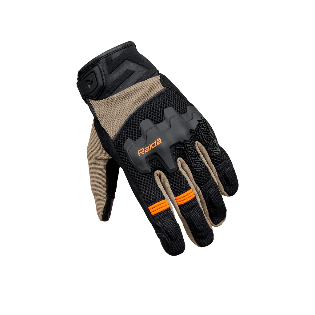 Raida Drift Motorcycle Gloves | Khaki Orange - Image 2