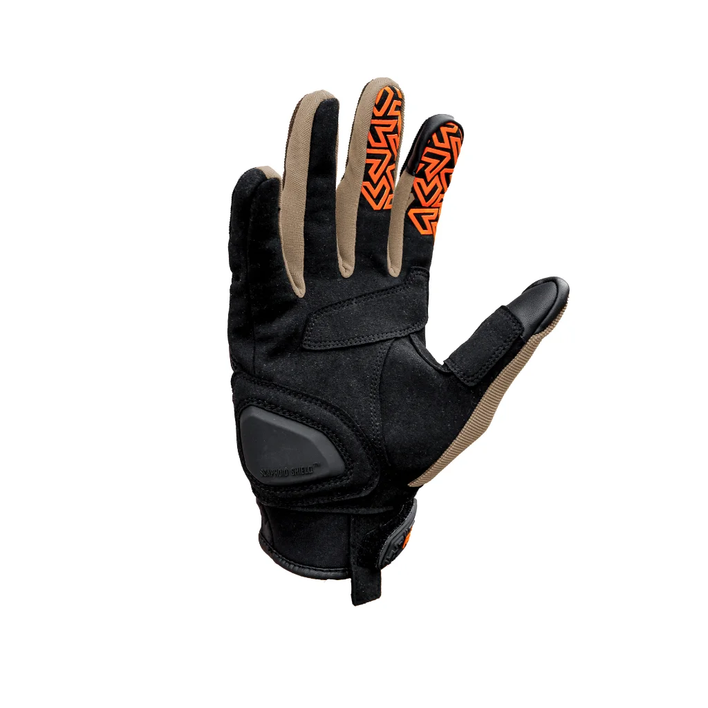 Raida Drift Motorcycle Gloves | Khaki Orange - Image 5