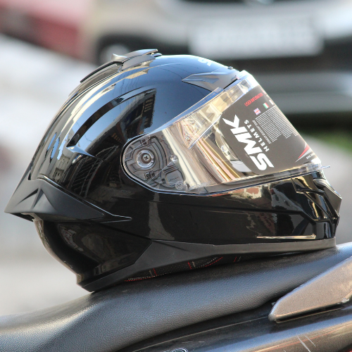 SMK TYPHOON SOLID GL200 GLOSSY BLACK-FULL FACE HELMET - Image 5