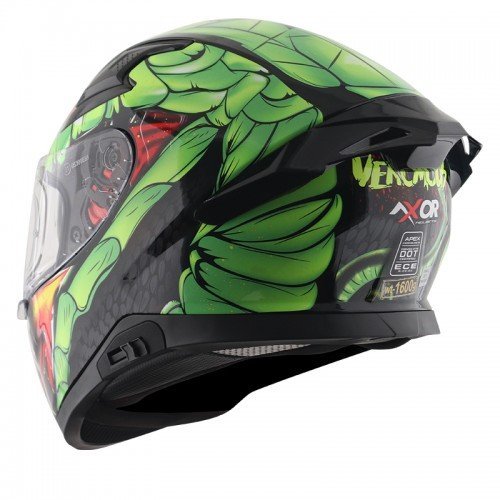 APEX VENOMOUS BLACK NEON GREEN FULL FACE HELMET FOR MAN AND WOMAN - Image 5