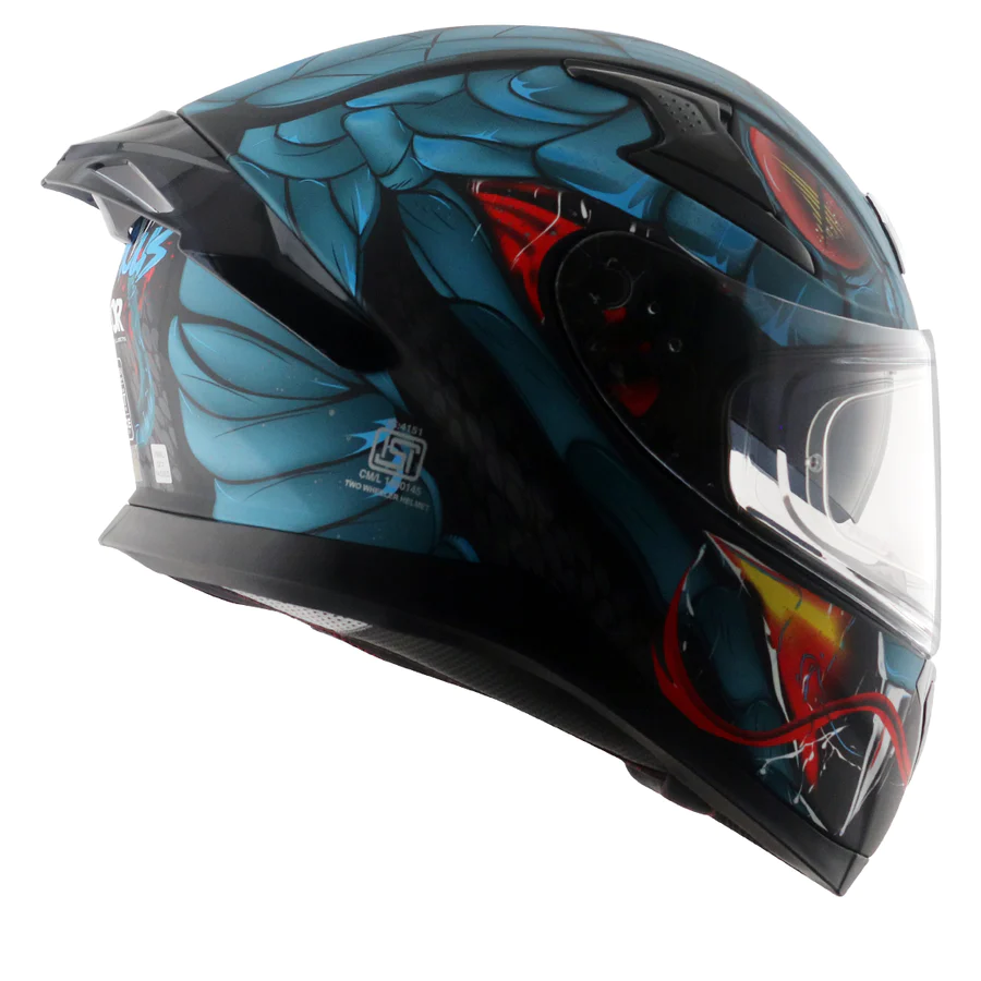 APEX VENOMOUS DULL BLACK BLUE FULL FACE HELMET FOR MAN AND WOMAN - Image 4
