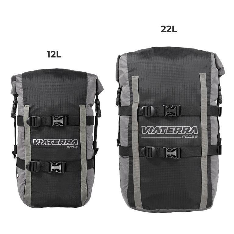 Viaterra Pod – 100% Waterproof Motorcycle Tail Bag – Grey - Image 3