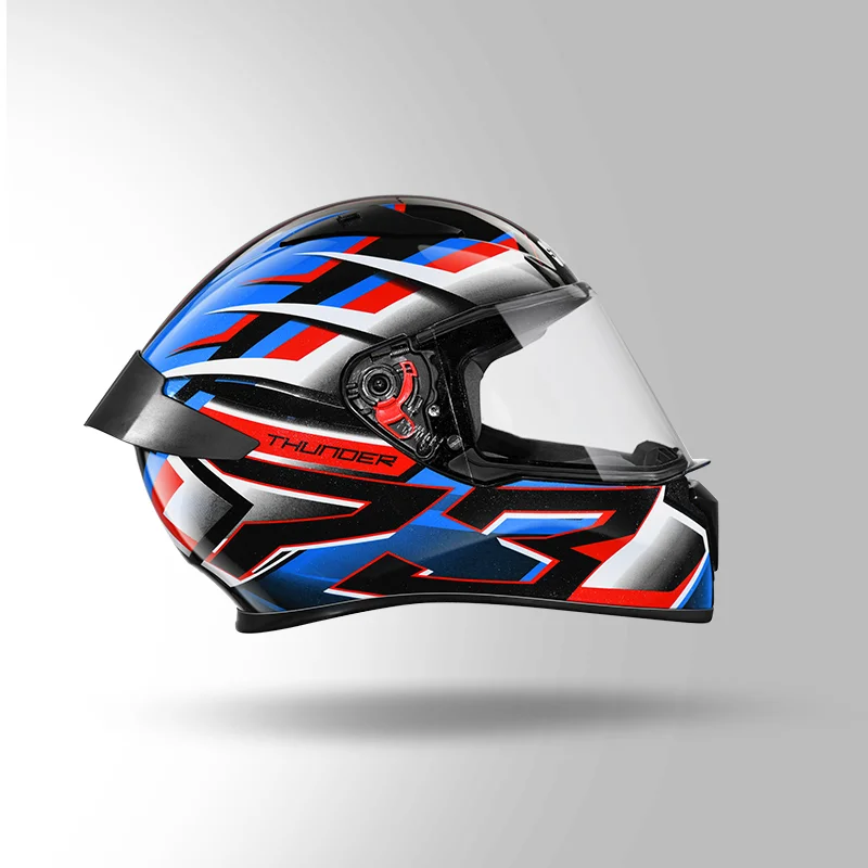 STUDDS THUNDER D6 DECOR WITH SPOILER WHITE BLUE N1 - Image 4