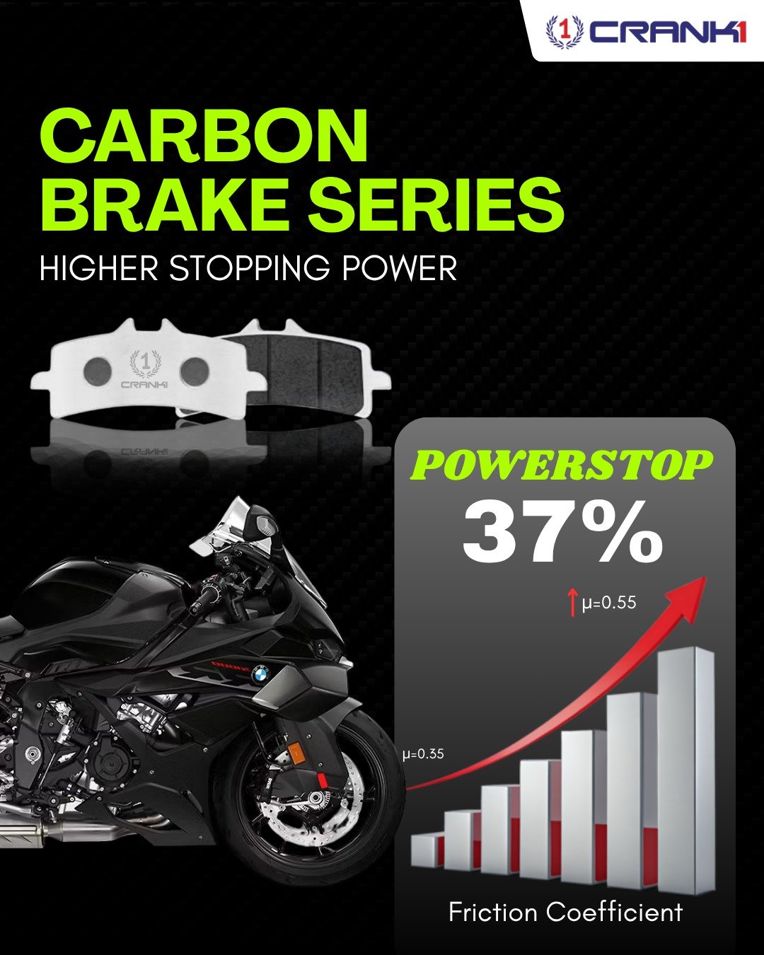 CRANK1 Carbon Brake Pads For Aprilia RS 660 (2021 Onwards) - Rear - CFB662 - Image 4