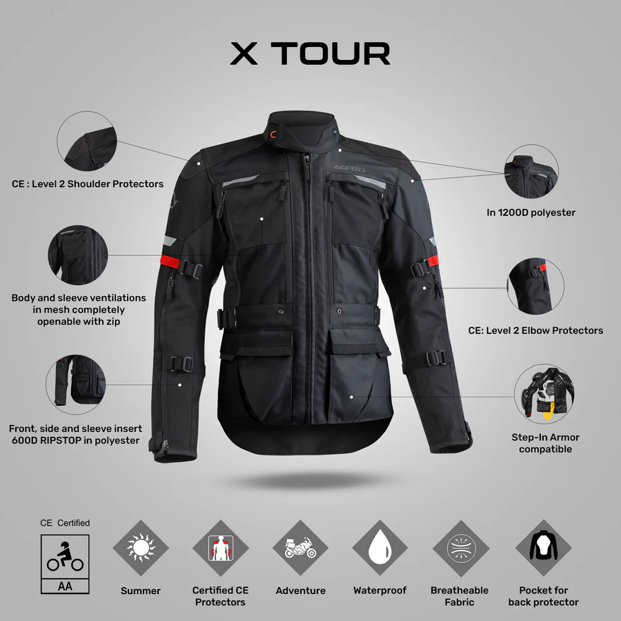 Acerbis X-Tour Jacket - Black/Red - Image 2