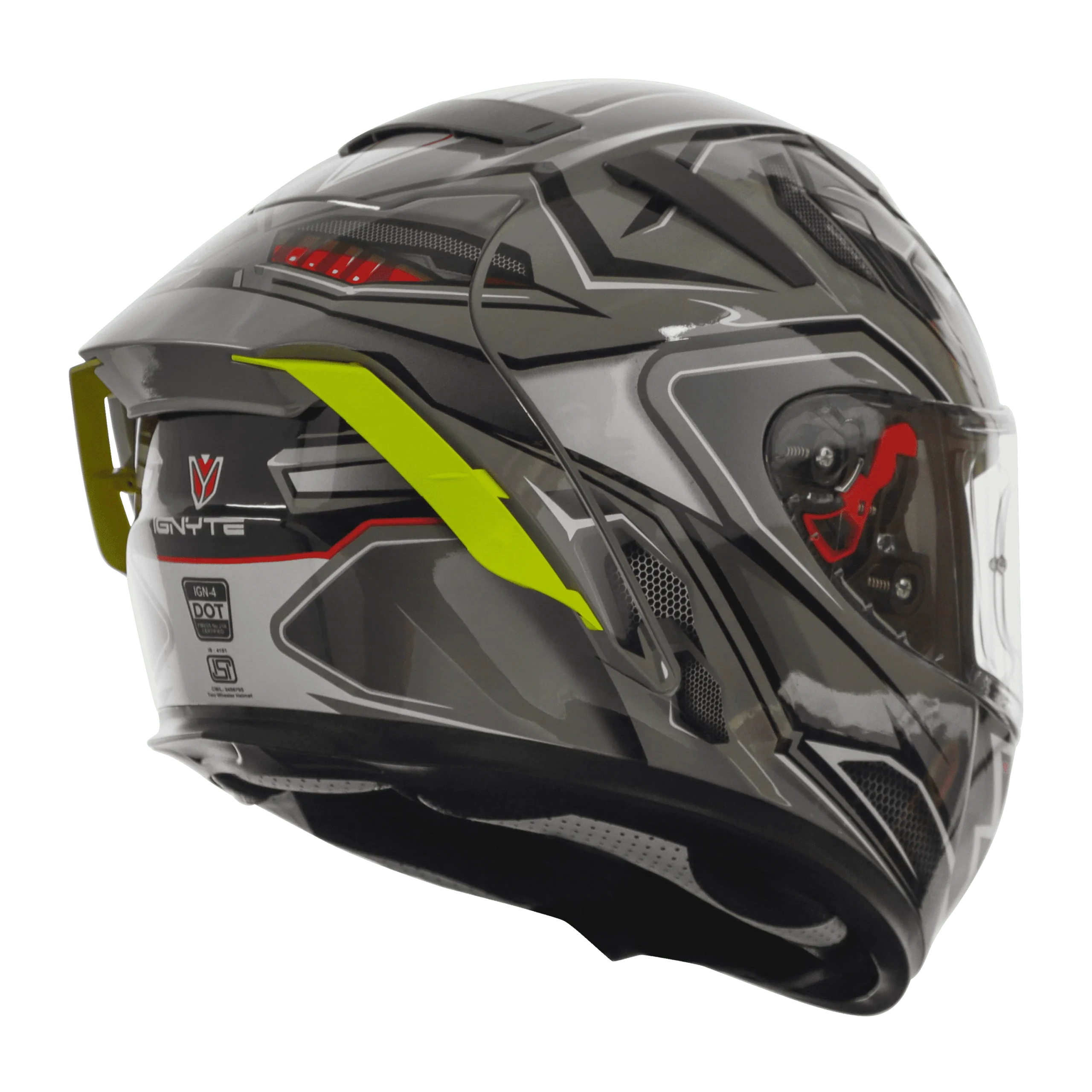 Ignyte IGN-4 RACER GLOSSY BLACK WITH TITANIUM GREY Helmet - Image 3