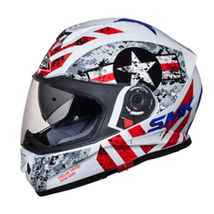 SMK TWISTER CAPTAIN GL-163 WHITE RED FULLFACE HELMET