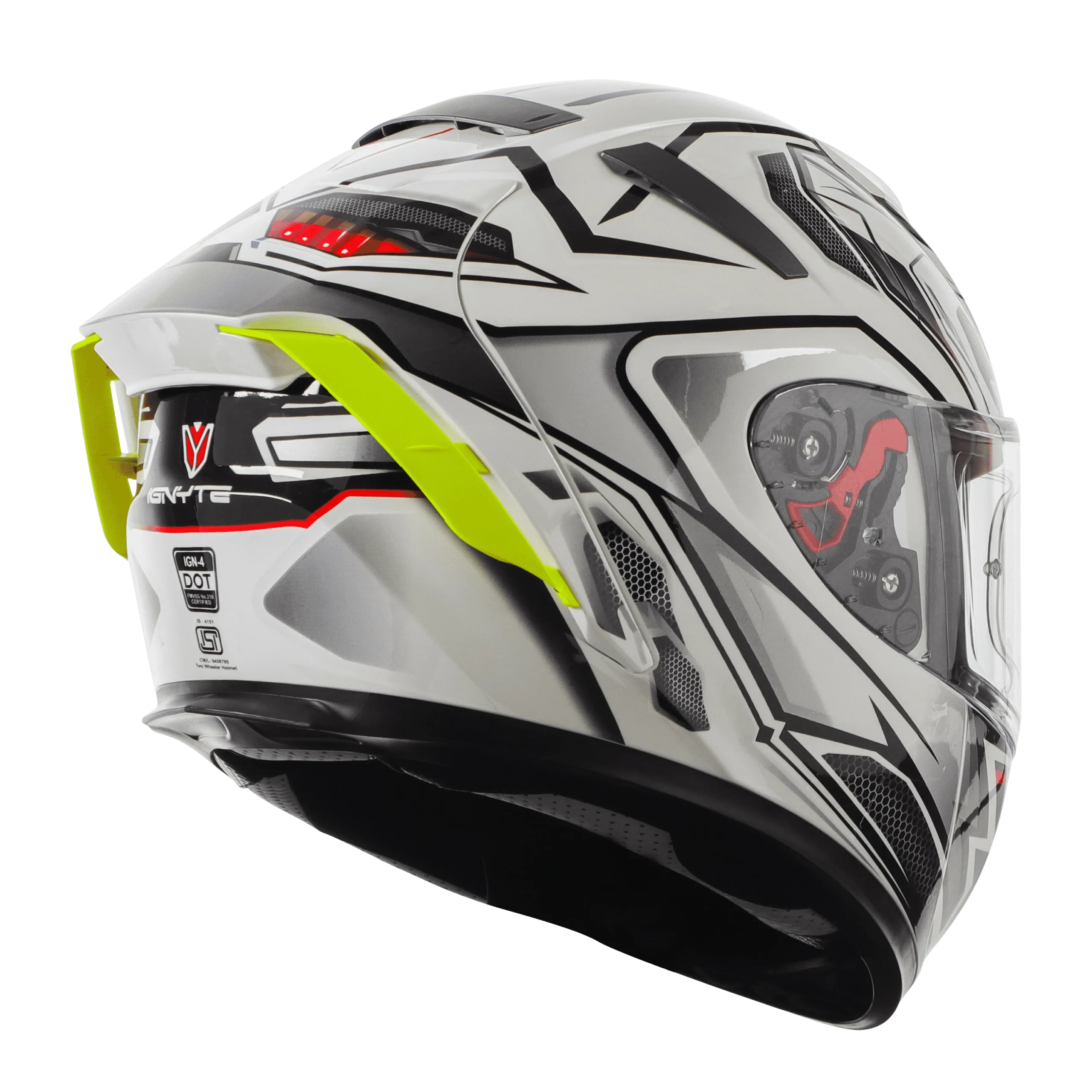 Ignyte IGN-4 RACER GLOSSY BLACK WITH WHITE Helmet - Image 3
