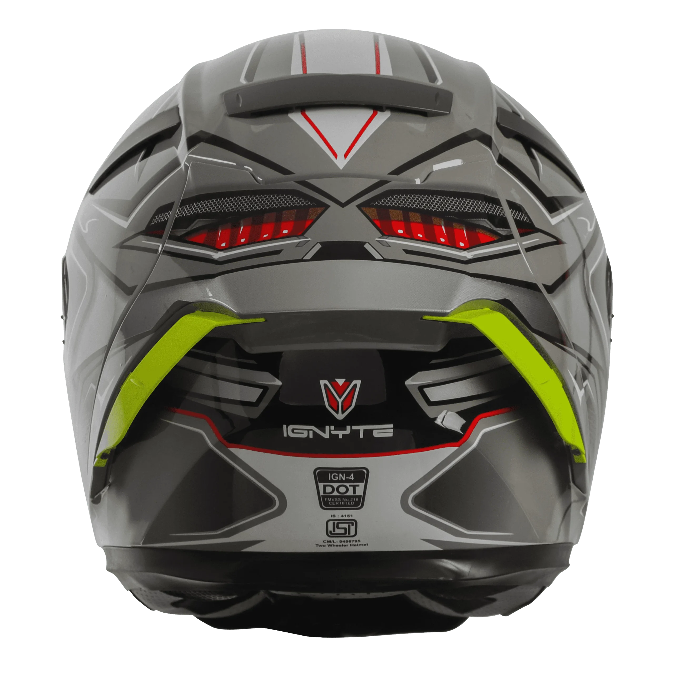 Ignyte IGN-4 RACER GLOSSY BLACK WITH TITANIUM GREY Helmet - Image 2
