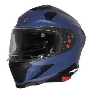 IGNYTE IGN-16 full-face helmet in Solid Glossy Blue featuring a clear visor and D-ring strap.