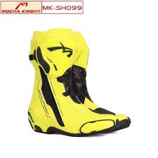 Mocha Knight Track Approved Motorcycle Riding Boot Yellow with CE certified protection