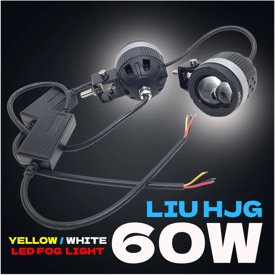 LIU HJG 60W Dual Lens Yellow/White Fog Light with Low/High Beam for Bikes & Cars (1 Set, DC12V-80V) - Image 4