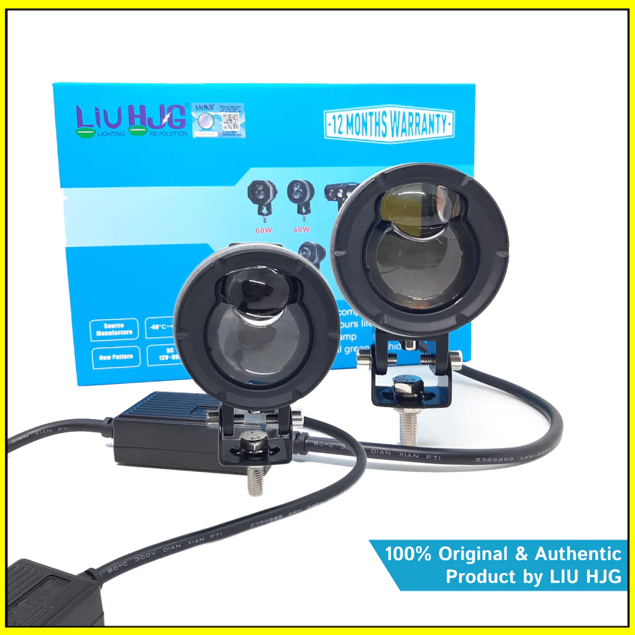 LIU HJG 60W Dual Lens Yellow/White Fog Light with Low/High Beam for Bikes & Cars (1 Set, DC12V-80V) - Image 2