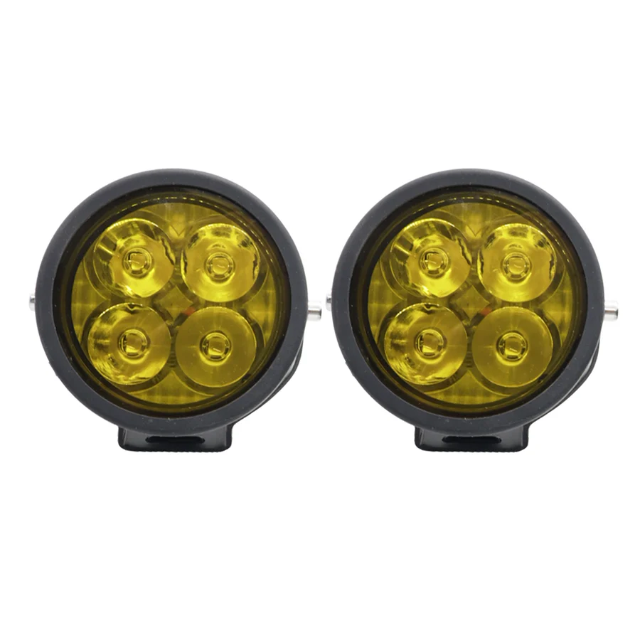LIU HJG 40W Round 4 LED Fog Lights with Yellow Cap and Wiring Kit Universal for Car & Bike (Pack of 2) - Image 2