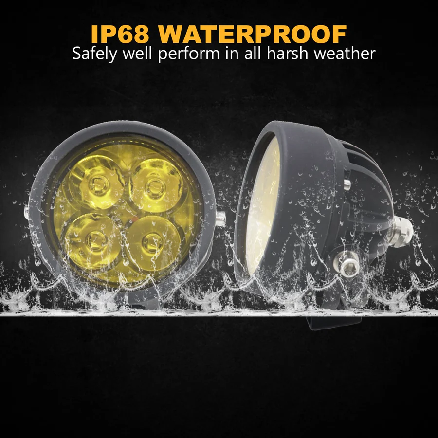 LIU HJG 40W Round 4 LED Fog Lights with Yellow Cap and Wiring Kit Universal for Car & Bike (Pack of 2) - Image 6