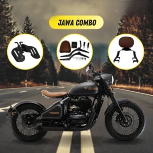 Jawa Perak footrest backrest and back seat combo installed on bike