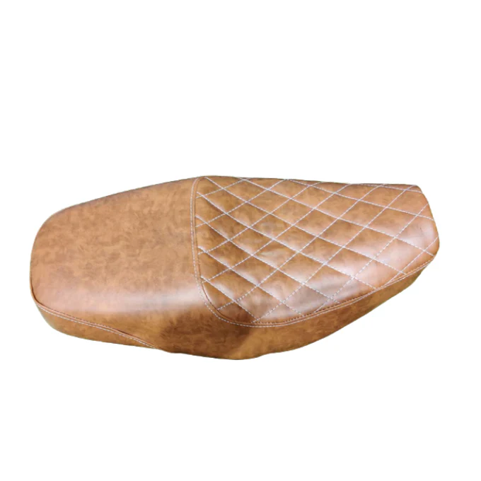 Black long tourer quilted seat with breathable mesh for Jawa 42 and Classic 300 motorcycles.