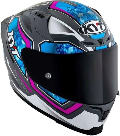 KYT Striker 2V #01 Gloss Grey Blue Helmet - Image 5