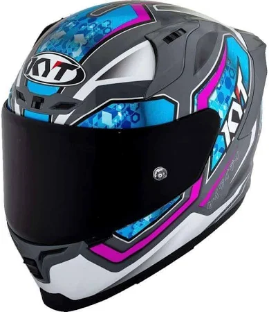 KYT Striker 2V #01 Gloss Grey Blue Helmet - Image 3