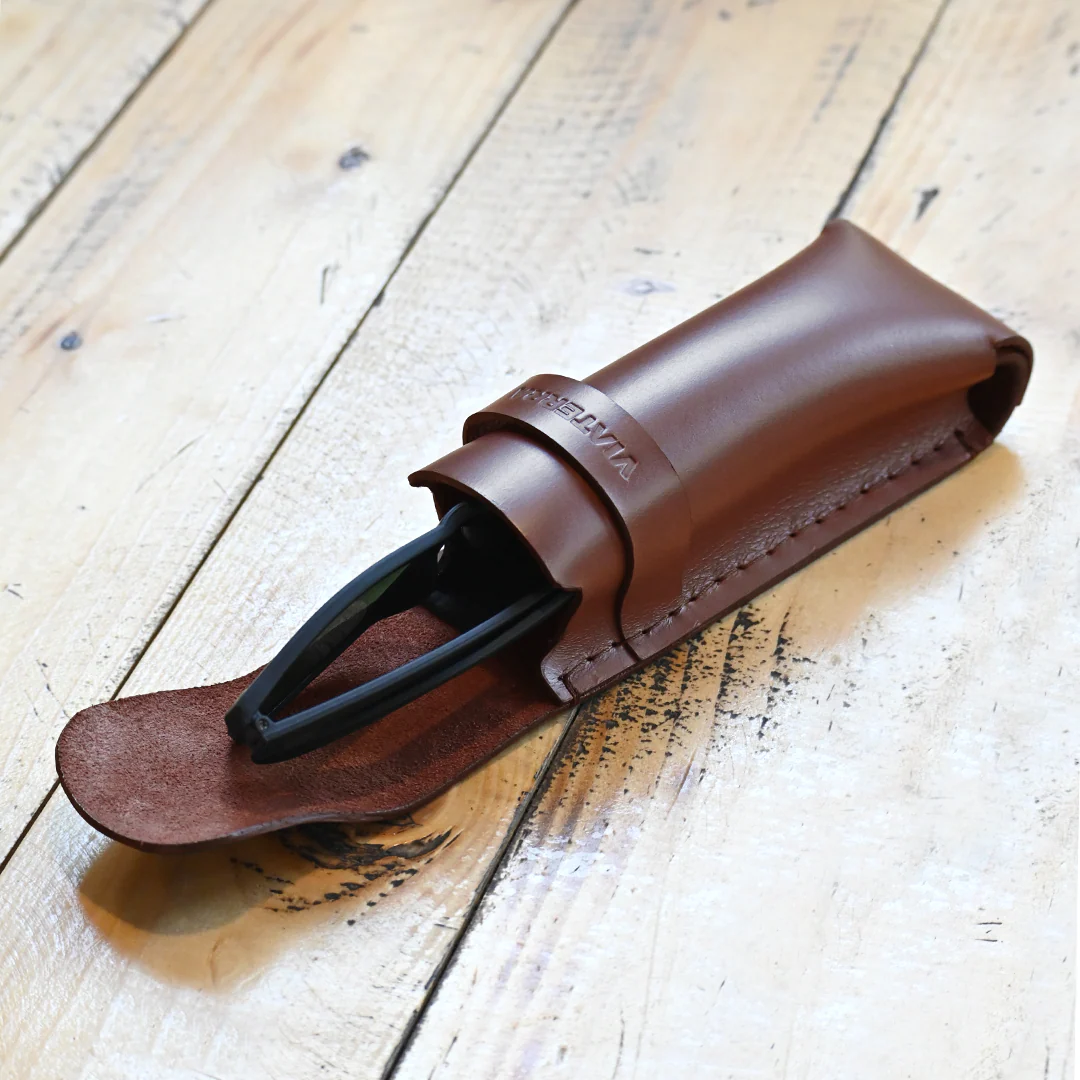 Viaterra Leather Sunglass Case - Brown - Image 3