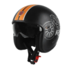 IGN-10 Retro Moto Matt Black with Orange Helmet with sun visor and fiberglass shell