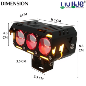 HJG Future Eyes 240W 3 Lens LED Projector Fog Light with Ring DRL for Cars and Bikes