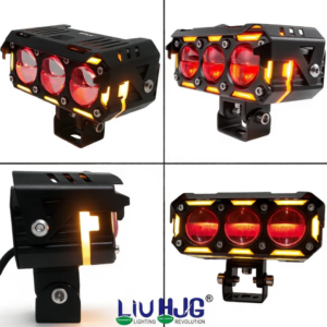 HJG Future Eyes 240W 3 Lens LED Projector Fog Light with Ring DRL for Cars and Bikes