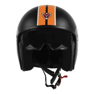 IGN-10 Retro Moto Matt Black with Orange Helmet with sun visor and fiberglass shell