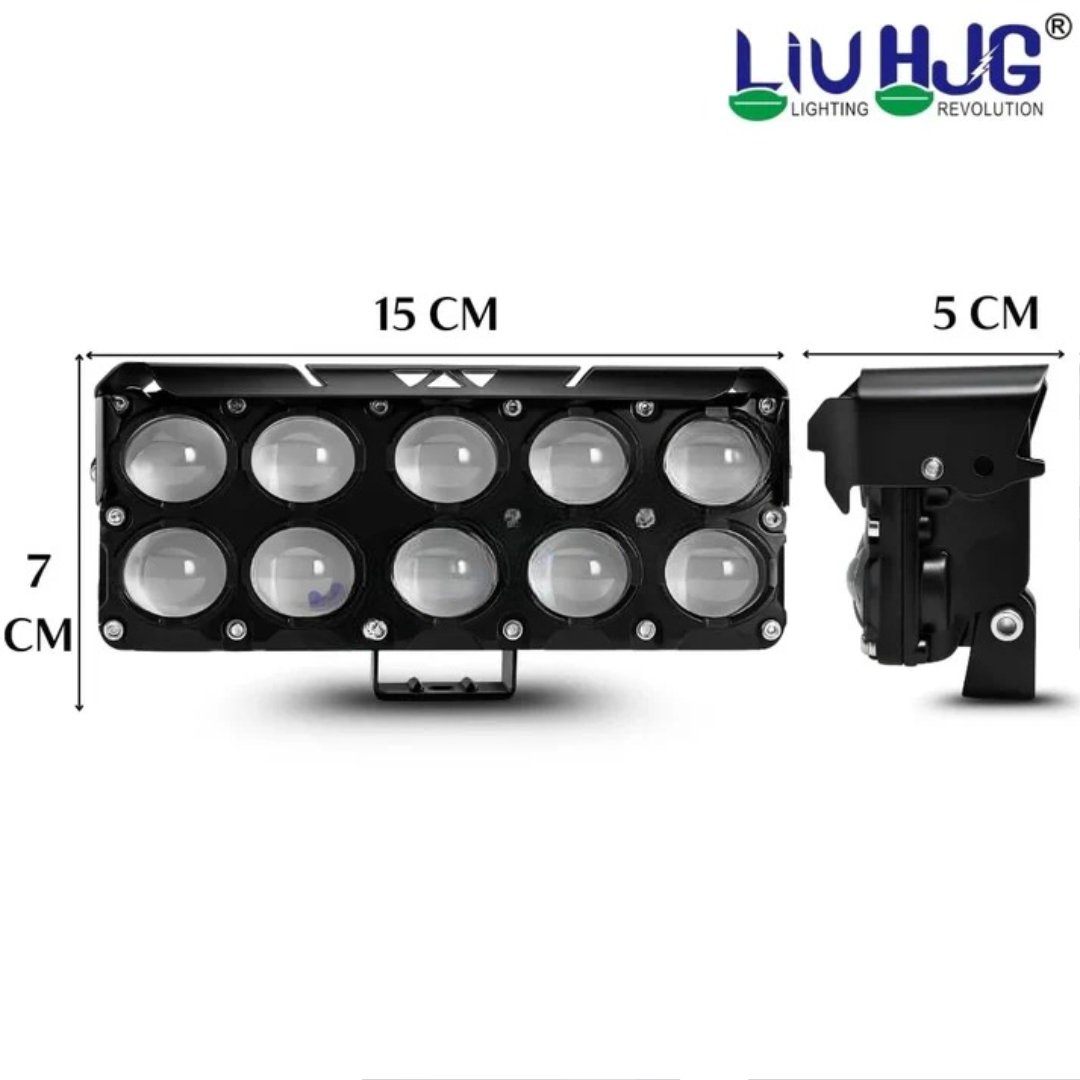 HJG 10 Lens Cube Red Blue 54W JC-34 LED Fog Light with Flash DRL for Cars and Bikes