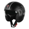 IGN-10 Retro Moto Glossy Black with White Helmet with fiberglass shell and retro design