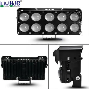HJG 10 Lens Cube Red Blue 54W JC-34 LED Fog Light with Flash DRL for Cars and Bikes