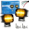 HJG W-07 Minus Cube 50W White and Amber Dual LED Foglight with DRL for Cars and Bikes