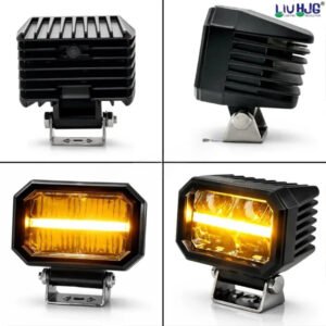 HJG W-07 Minus Cube 50W White and Amber Dual LED Foglight with DRL for Cars and Bikes