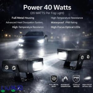 HJG HS92 80W dual color LED fog light with projector lens and red devil eye for bikes and cars