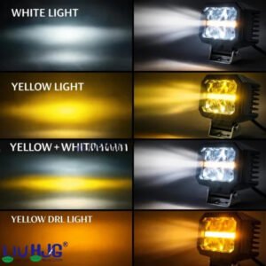 HJG W-07 Minus Cube 50W White and Amber Dual LED Foglight with DRL for Cars and Bikes
