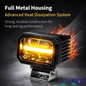 HJG W-07 Minus Cube 50W White and Amber Dual LED Foglight with DRL for Cars and Bikes