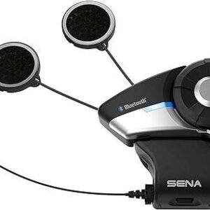 SENA 20S EVO Bluetooth communication system with HD speakers mounted on motorcycle helmet